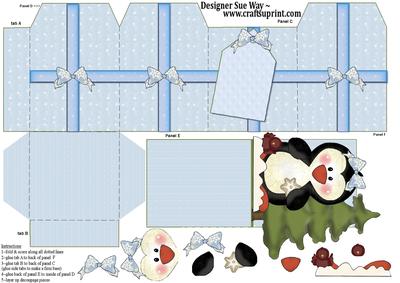 Christmas Penguin Party Favour Place Setting Gift Box