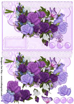 Lilac Bouquet and Lace Envelope Card
