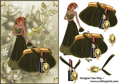 The Velvet Purse Card Front and Decoupage
