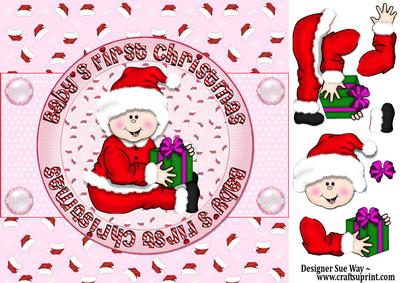 Baby Girl's First Christmas 8" Square Card