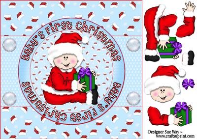 Baby Boy's First Christmas 8" Square Card