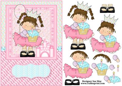 Cupcake Princess Card Front and Decoupage