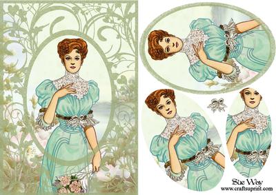 Vintage Lady Cameo in a Flower Frame Card Front