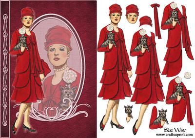 Lady in Red Fashion Reflections Decoupage