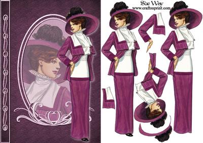 Lady in Burgundy Fashion Reflections Decoupage