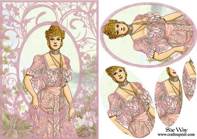 Victorian Lady Cameo in a Flower Frame Card Front