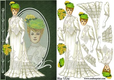 Lady in Victorian Summer Gown Fashion Reflections Decoupage