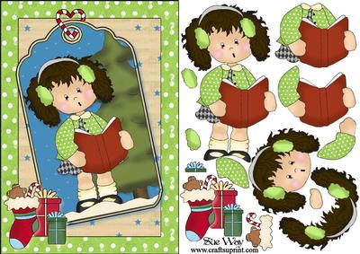 Christmas Carol Singer Swinging Tag Card Front