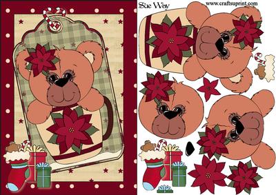Teddy in a Tea Cup Swinging Tag Card Front