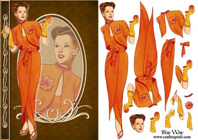 Make-up Lady in Orange Fashion Reflections Decoupage