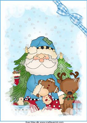 Santa Christmas Morning Scene A4 Card