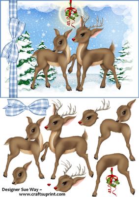 Rudolf the Rednosed Reindeer Under the Mistletoe Decoupage