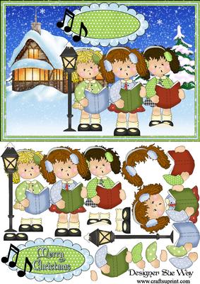Carol Singing in the Snow Card Front and Decoupage