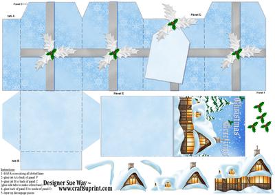 Christmas Snowy Cottage Party Favour Place Setting Gift Box