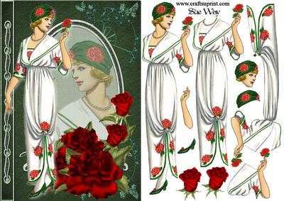 Art Nouveau Red Roses Fashion Reflections Decoupage