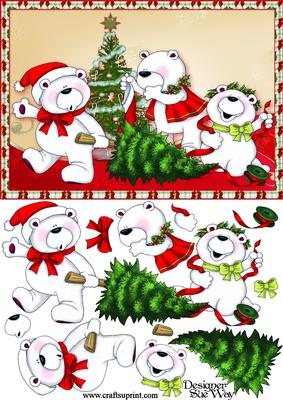 Getting Ready for Christmas Card Front Decoupage