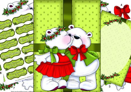 Christmas Kissing Couple Gift Box A4 Card Kit