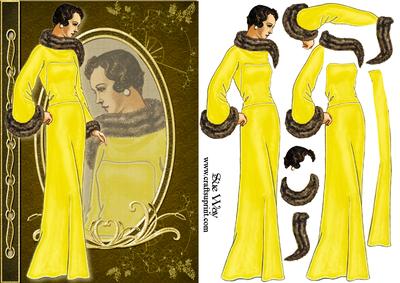 Lemon Fur Trimmed Gown Fashion Reflections Decoupage