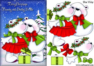 Mummy and Daddy to Be at Christmas Card Front Decoupage