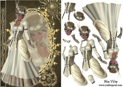 Steampunk Lady Fashion Reflections Decoupage