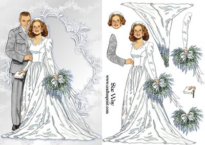 Vintage Wedding Day Card Front and Dcoupage
