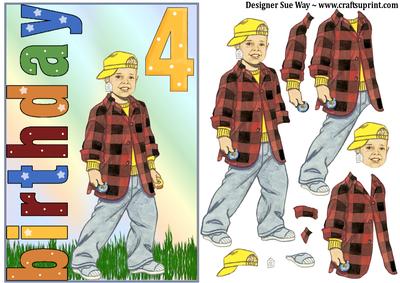 Birthday Boy Age Four Decoupage