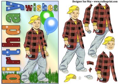 Birthday Boy Card Front and Decoupage