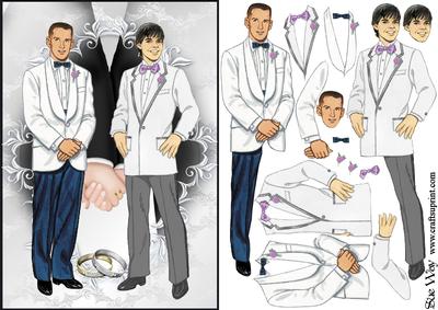 Groom and Groom Wedding Decoupage Navy Edge