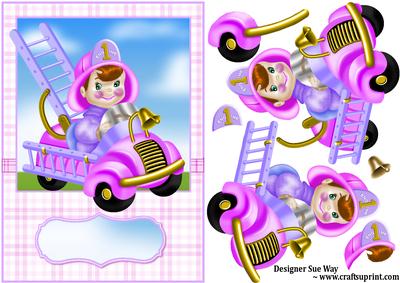 Little Firegirl Card Front and Decoupage