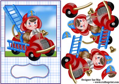 Little Fireman Card Front and Decoupage