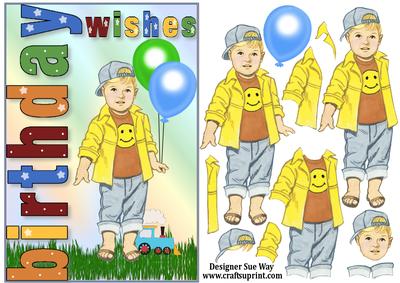 Young Birthday Boy Card Front and Decoupage