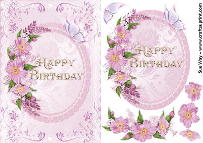 Happy Birthday Flowers and Butterfly