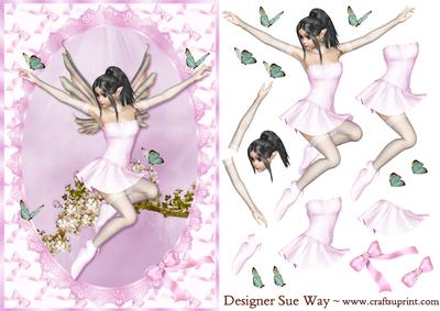 Pink Fairy Fly Decoupage
