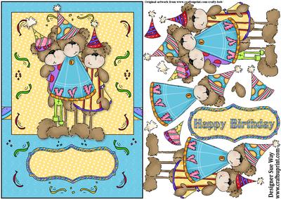 Birthday Pals Card Front and Decoupage