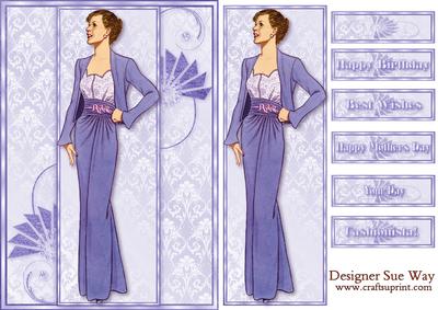 Purple Evening Suit Fashion Panel Bookmark Card Front
