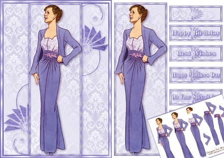 Purple Evening Suit Panel Bookmark Card Front Mini Kit
