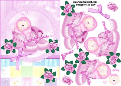 Baby Girl in a Pair of Booties Decoupage