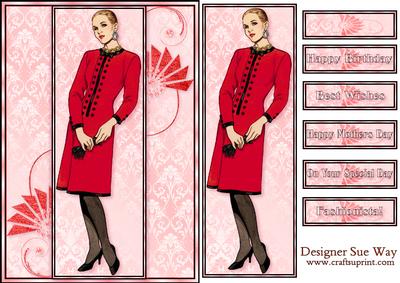Lady in Red Fashion Panel Bookmark Card