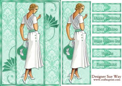Art Deco Holiday Fashion Panel Bookmark Card