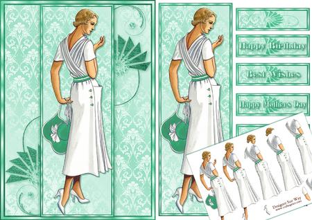 Art Deco Holiday Fashion Panel Bookmark Card Mini Kit