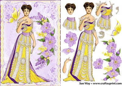Edwardian Flowers and Lace Lady Decoupage