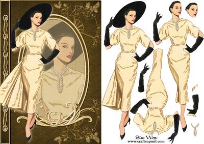 1950's Retro Day Dress Fashion Reflections Card Front
