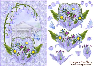 Beautiful Lavender Flowers Card Front and Decoupage