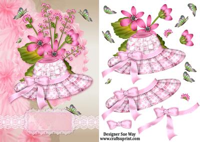 Pretty Hat and Flowers Decoupage