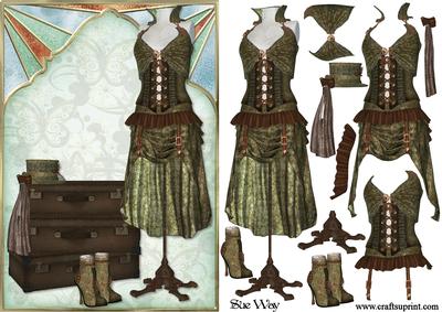 Steampunk Meets Deco Green Decoupage