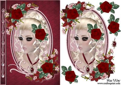 Rose Beauty Cameo Card Front and Topper