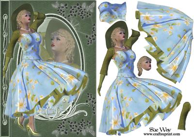 1950's Summer Day Fashion Reflections Decoupage