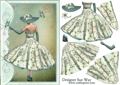 1950's Lady Catching Butterflies Decoupage