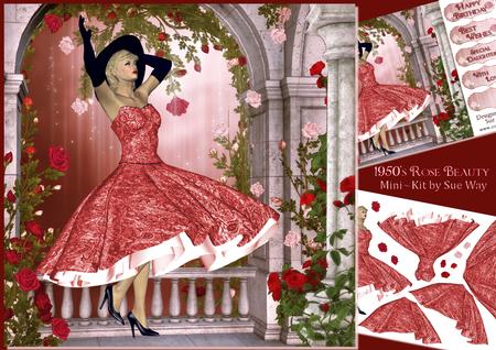1950's Beautiful Rose Lady Mini Kit