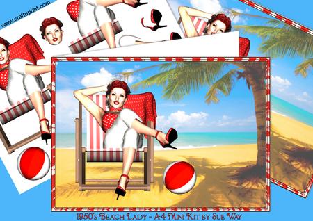 1950's Beach Lady A4 Mini Kit
